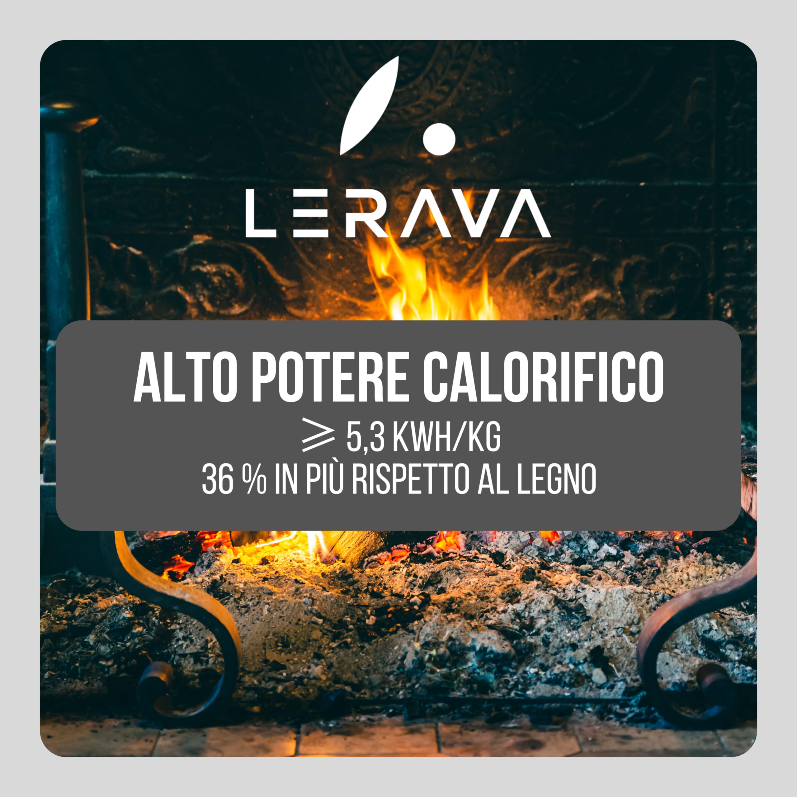 LERAVA® Carbone per Stufa a Legna - mattonelle carbone per camino, stufe e barbecue - Brucia 6 x più lungo del legno - Brace Stabile ideale per funzionamento Notturno - 10kg per 18 Pietre