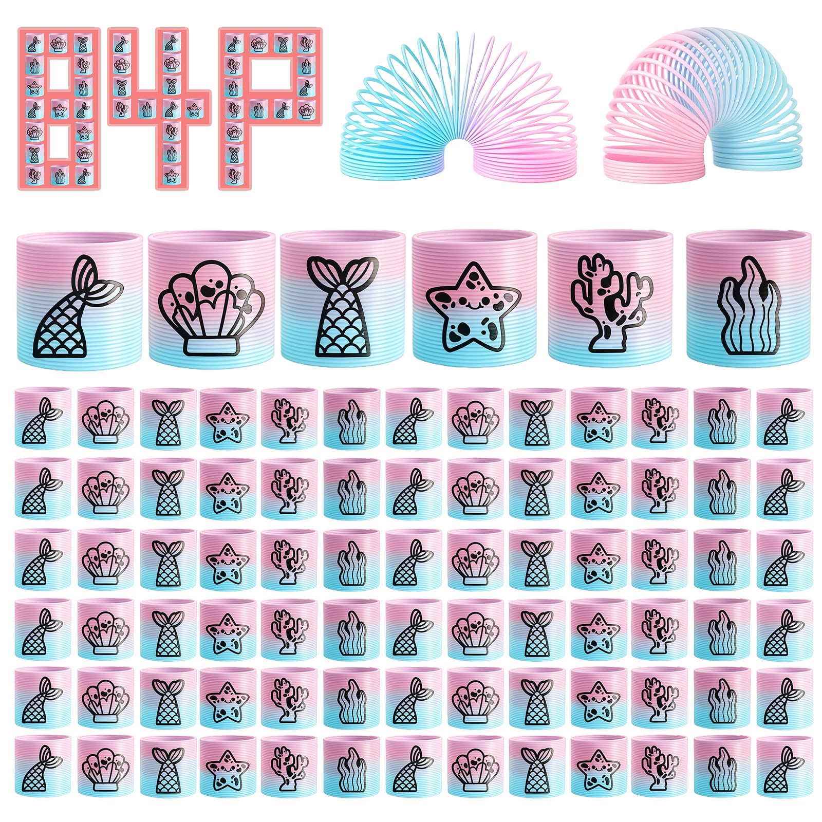 84 Pack Mini Ocean Spring Party Favors for Kids 3-5 4-8,Magic Coil Toys