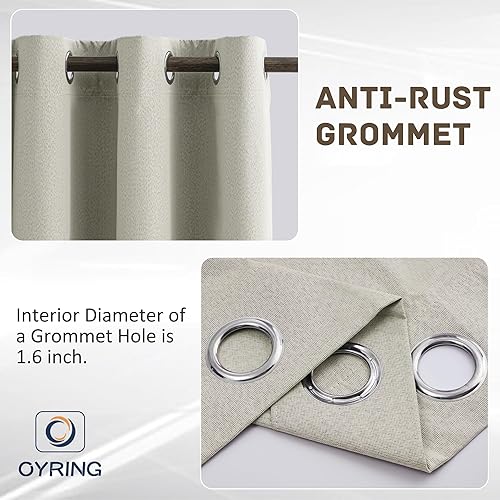 Miniatura 3 de Cortinas texturizadas de lino 100% opacas de 84 pulgadas de largo, juego de 2 paneles para sala de estar, dormitorio, cortinas opacas con ojales en