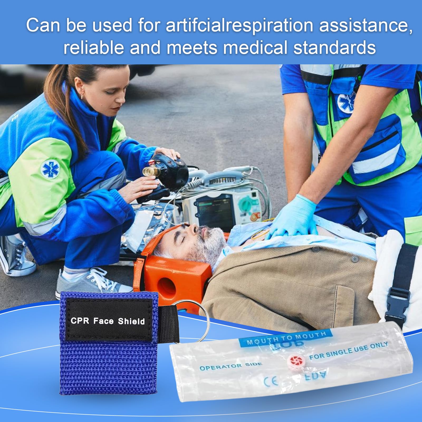 3 Pezzi Maschera Respiratoria con Portachiavi, Kit Maschere CPR con Barriera di Respirazione, Mascherine Respiratorie di Primo Soccorso, Maschera CPR per Il Primo Soccorso Formazione