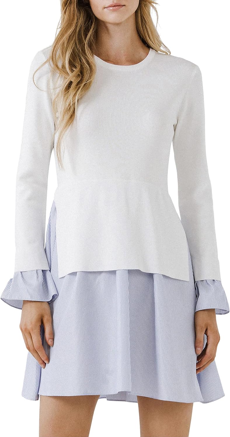 Poplin Combo Knit Dress 