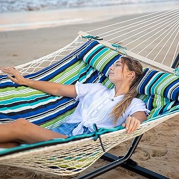 Amazon.com : SUNCREAT Hammocks Double Cotton Rope Hammock