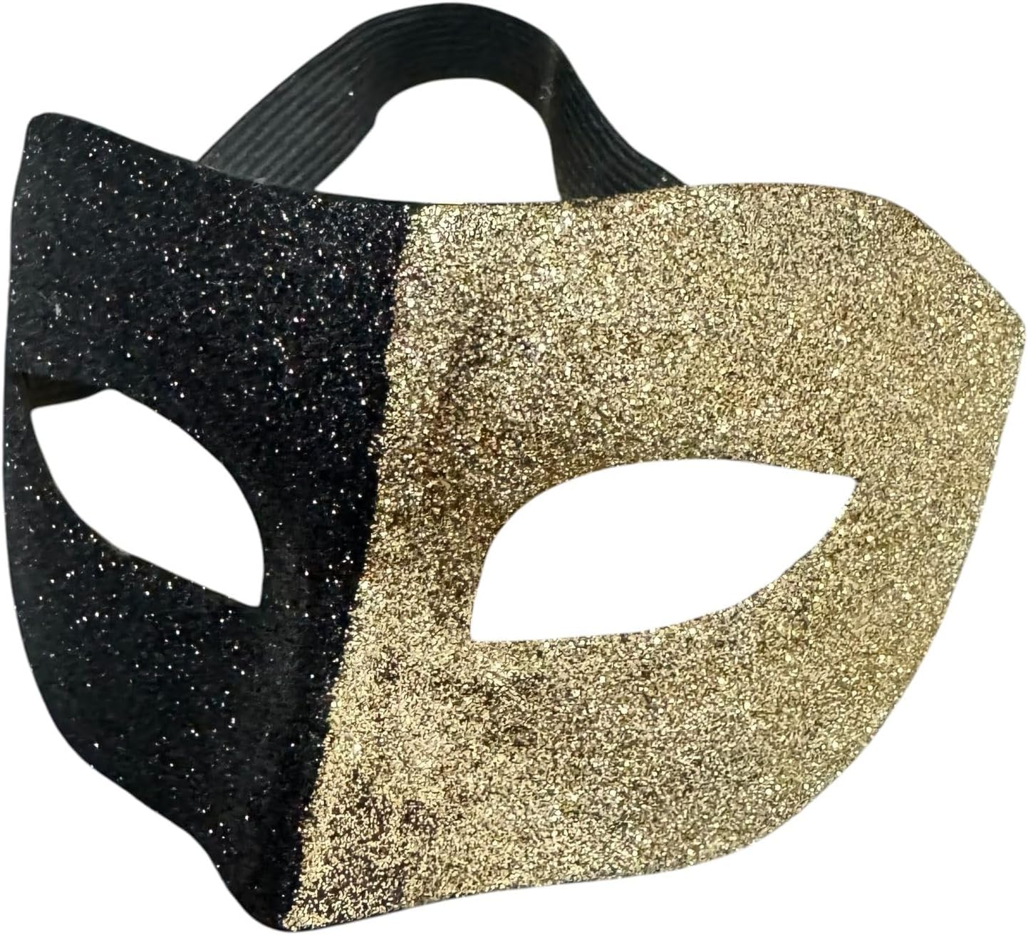 Charming Men's Black Masquerade party Mask Black & Gold Glitter Mask