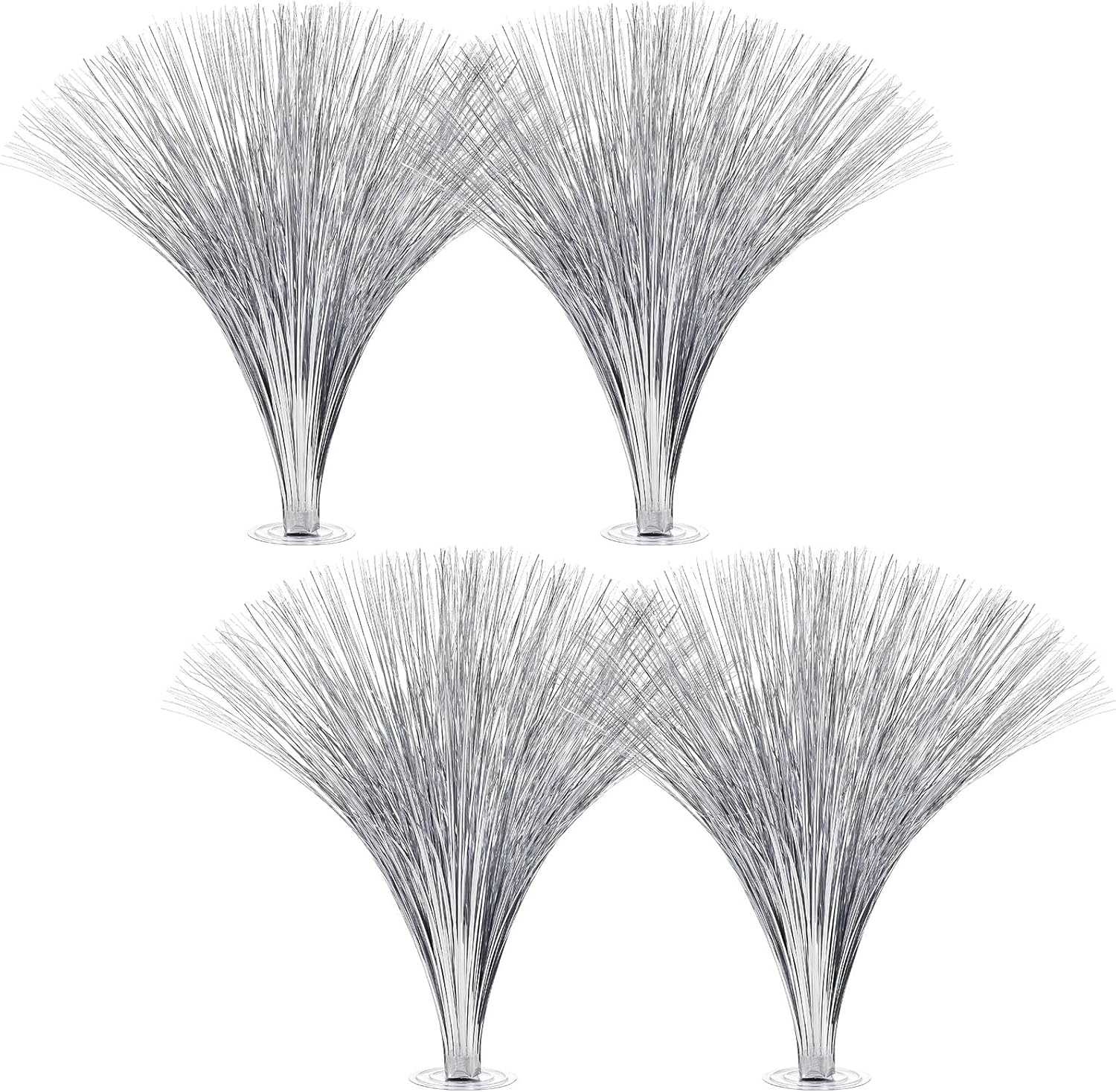 Colingmill 4 Pcs Plastic Metallic Silver Spray Centerpieces for Birthday Table Decorations for Celebration Wedding Anniversary Holiday Party Supplies Happy New Year Decorations, 15.75"