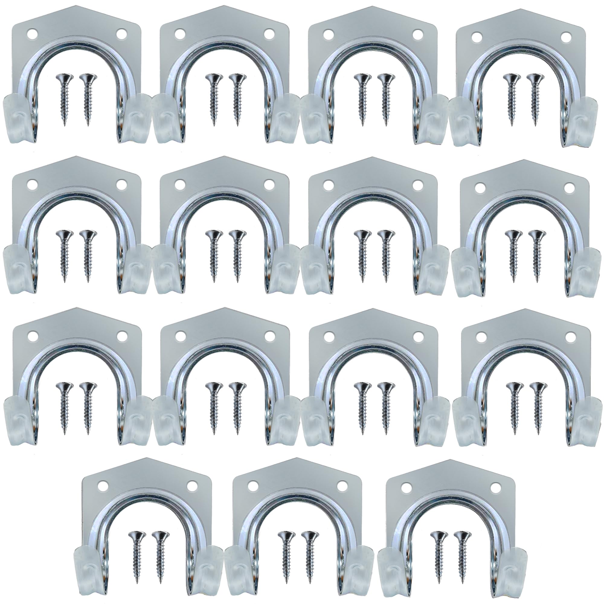SOL 15pk DIY Tool Hooks for Shed, Metal Aluminum Garage Storage Hooks with 30pcs Screws, Durable and Rust-Resistant, Heavy-Duty Wall Hooks for Tools, Bikes, Ladders, and Garden Equipment