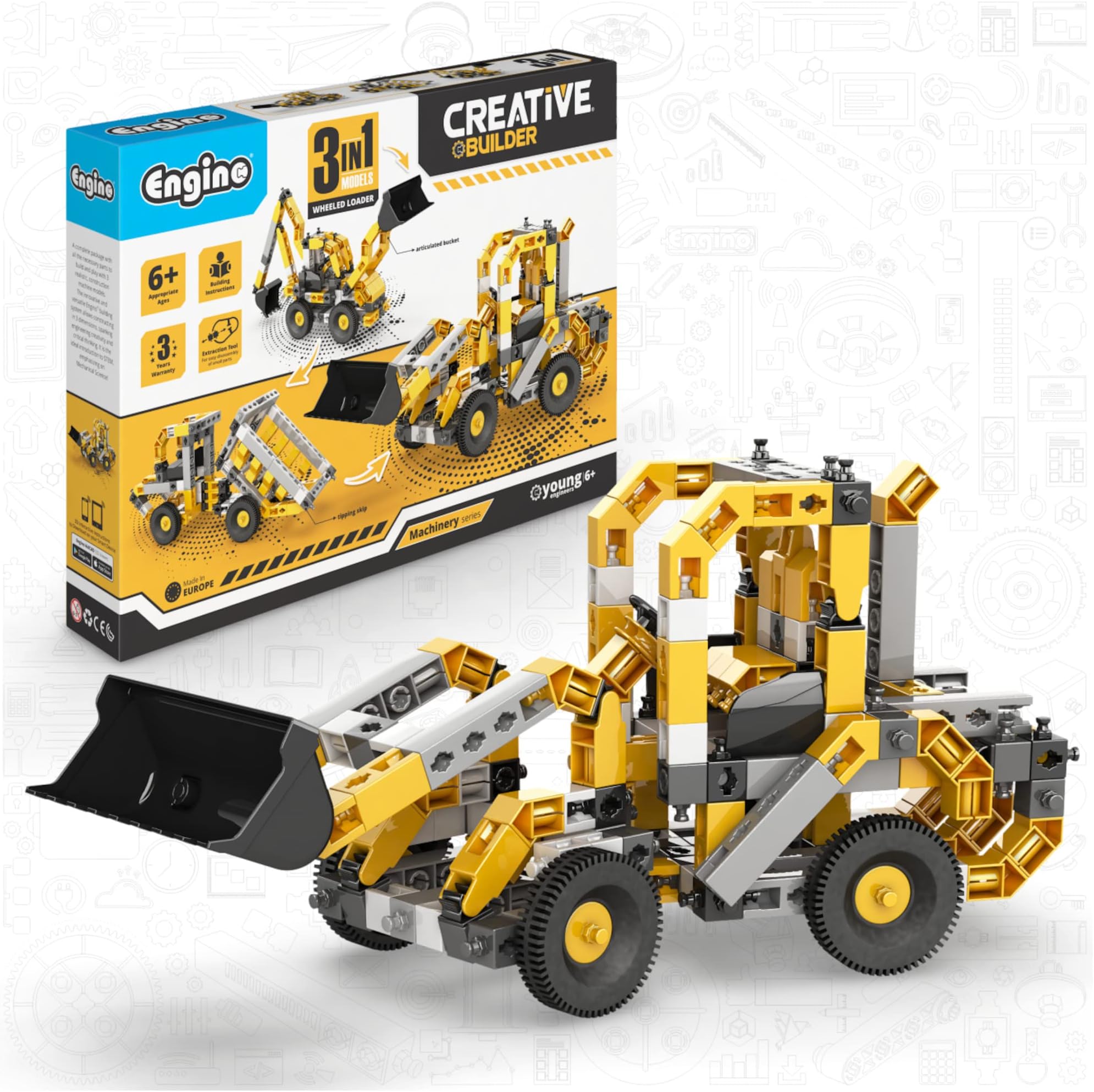 Creative Builder- Wheeled Loader-3-in-1, Building Toys for Kids 6+, Gifts for Boys & Girls, Learning & Education Toys, Engineering Kit, STEM Projects, Creative STEM Kit