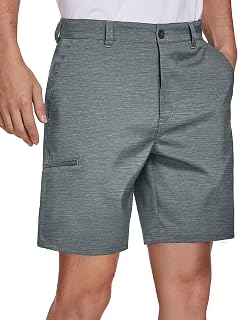Mens Golf Hybrid Shorts 7 Inch Dress Stretch Hiking Flat Front Quick Dry Lightweight Board Casual Shorts with Pockets