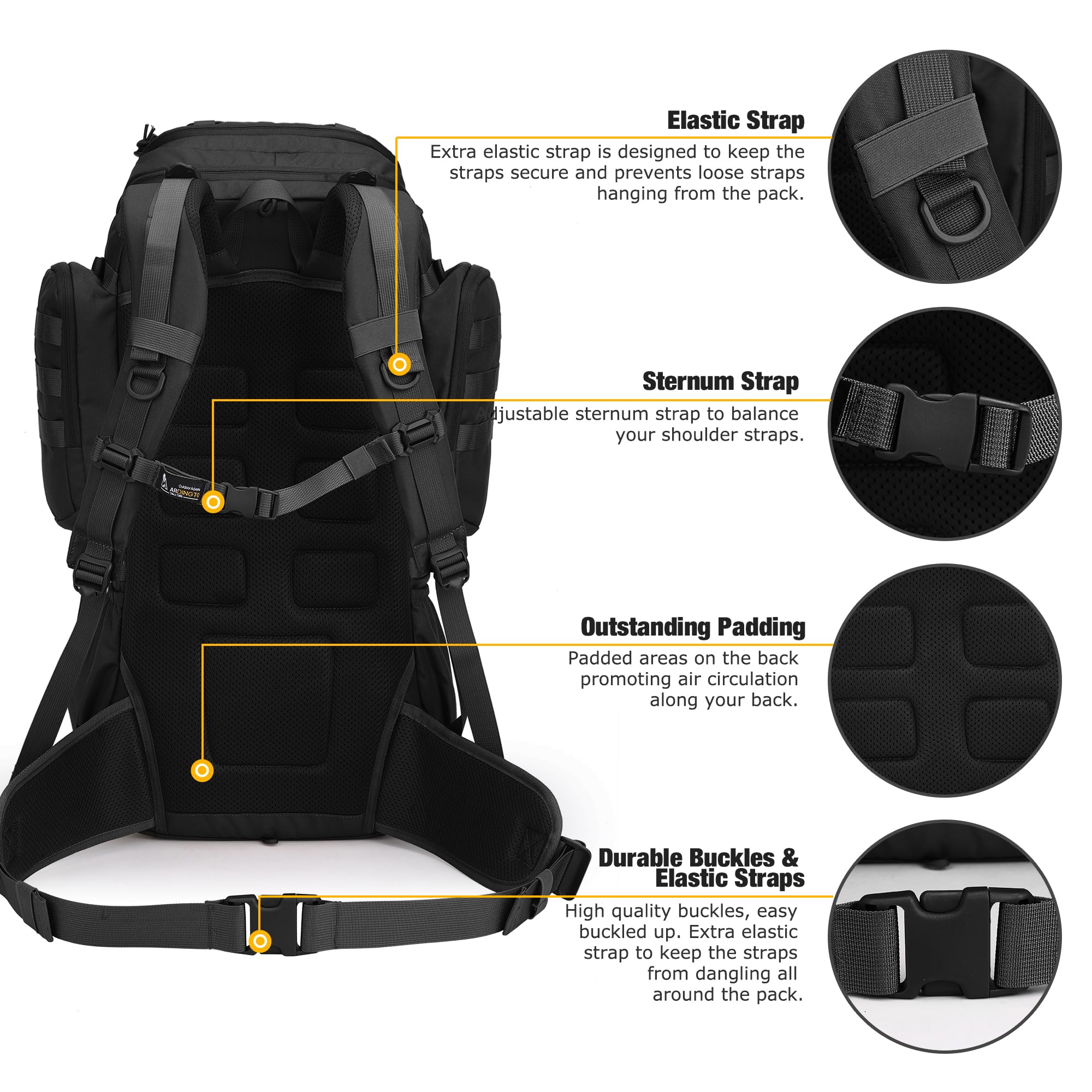 Mardingtop 50 Liter Wanderrucksack Herren Militär Rucksack | für Outdoor-Aktivitäten, Camping, Trekking, Wandern und Reisen