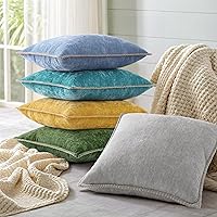 Vista 6 de decorUhome - Juego de 2 fundas de almohada de primavera de felpilla suave de 18 x 18 pulgadas, fundas de almohada decorativas de terciopelo rural