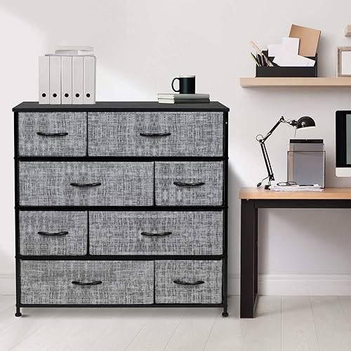 Miniatura 3 de Sorbus cómoda con 8 cajones mueble de almacenamiento para dormitorio, pasillo, clóset, organización de oficina, marco de acero, parte superior de