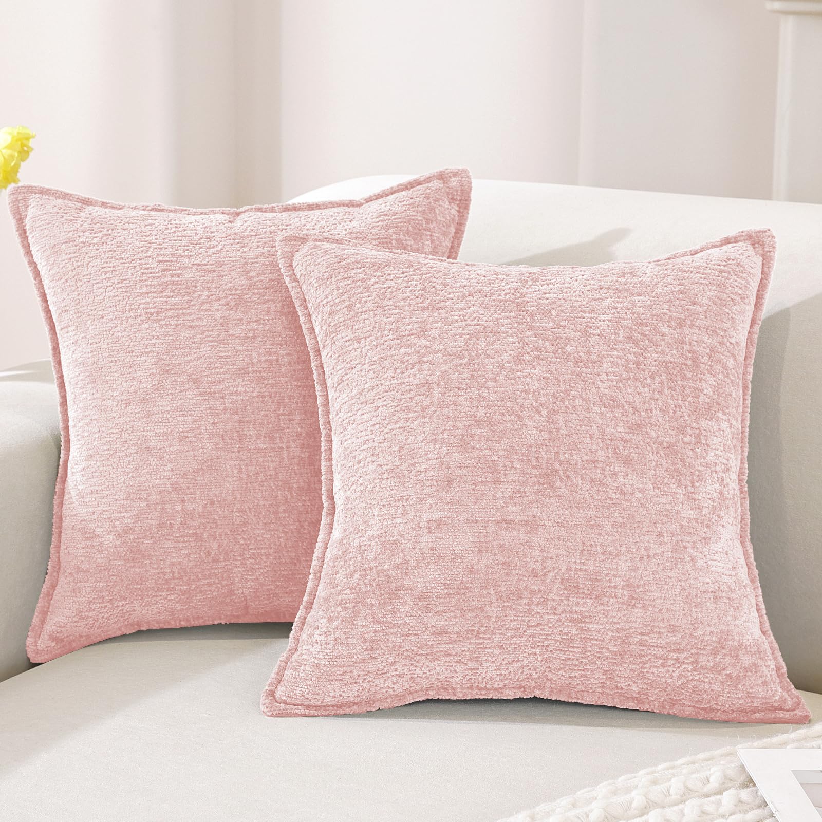 Housses De Coussin Chenille - Lot De 2 - 45x45 Cm - Très Doux, Fermeture éclair Cachée En Forme De Cœur - Gris - 3