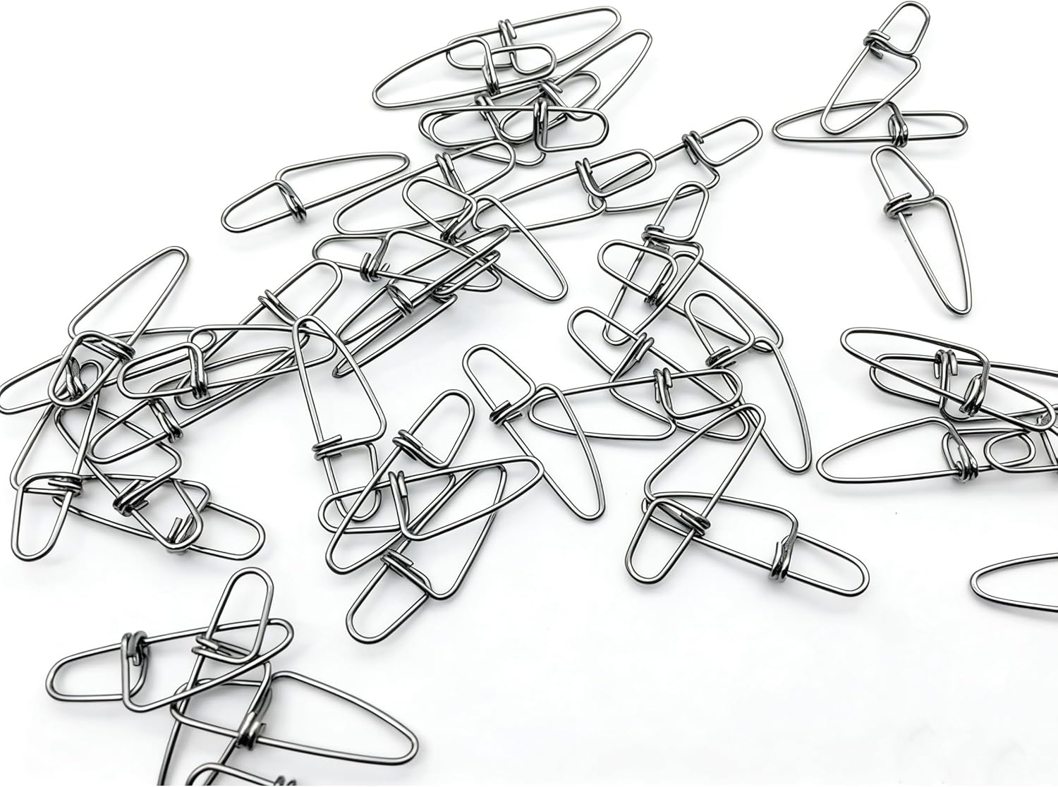 300-pcs Stainless Steel Double Head Cross Lock Snap, Fishing Swivel Snap, Fishing Hook Connector 0#2#4#6#
