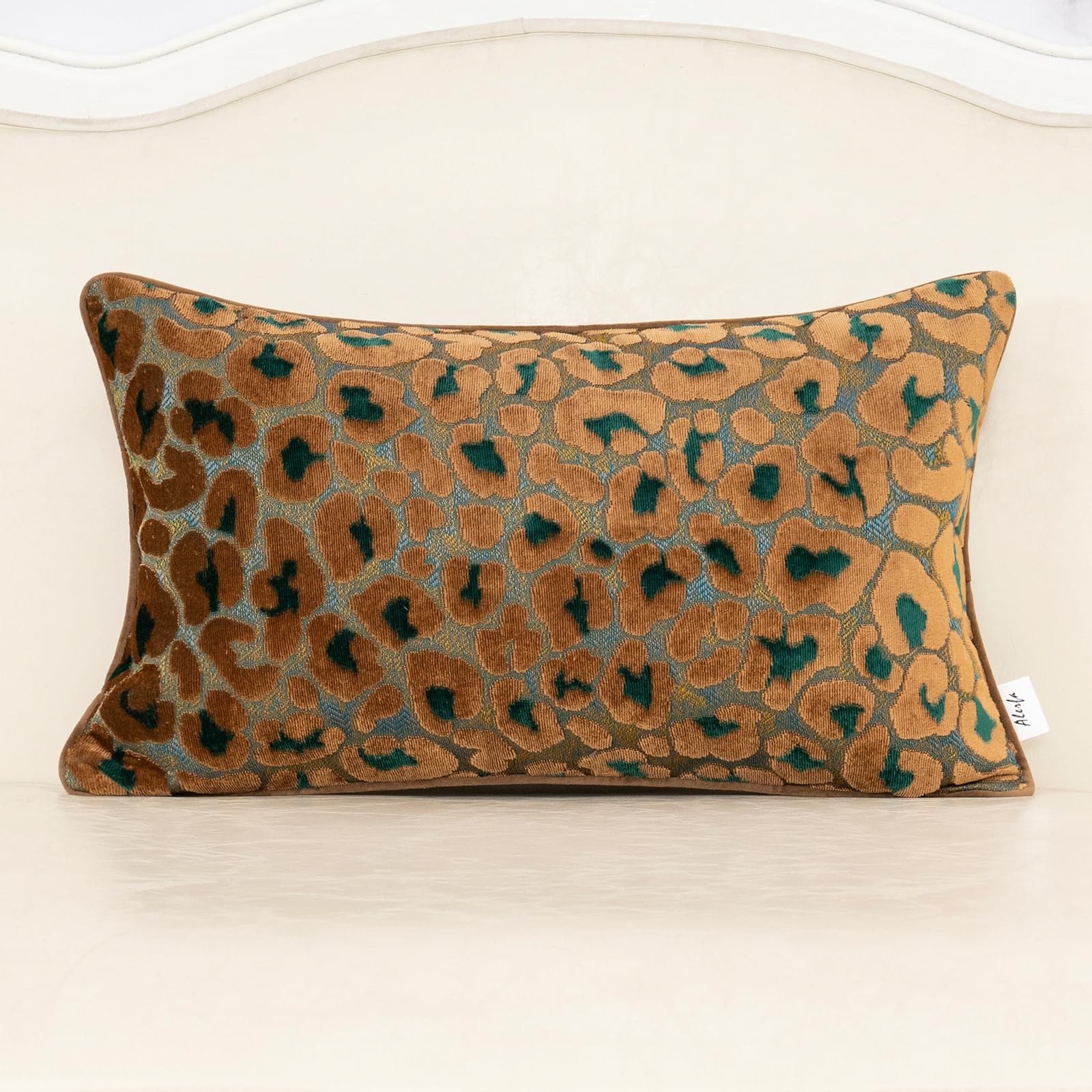 Alerfa Green Brown Cut Velvet Lumbar Cover