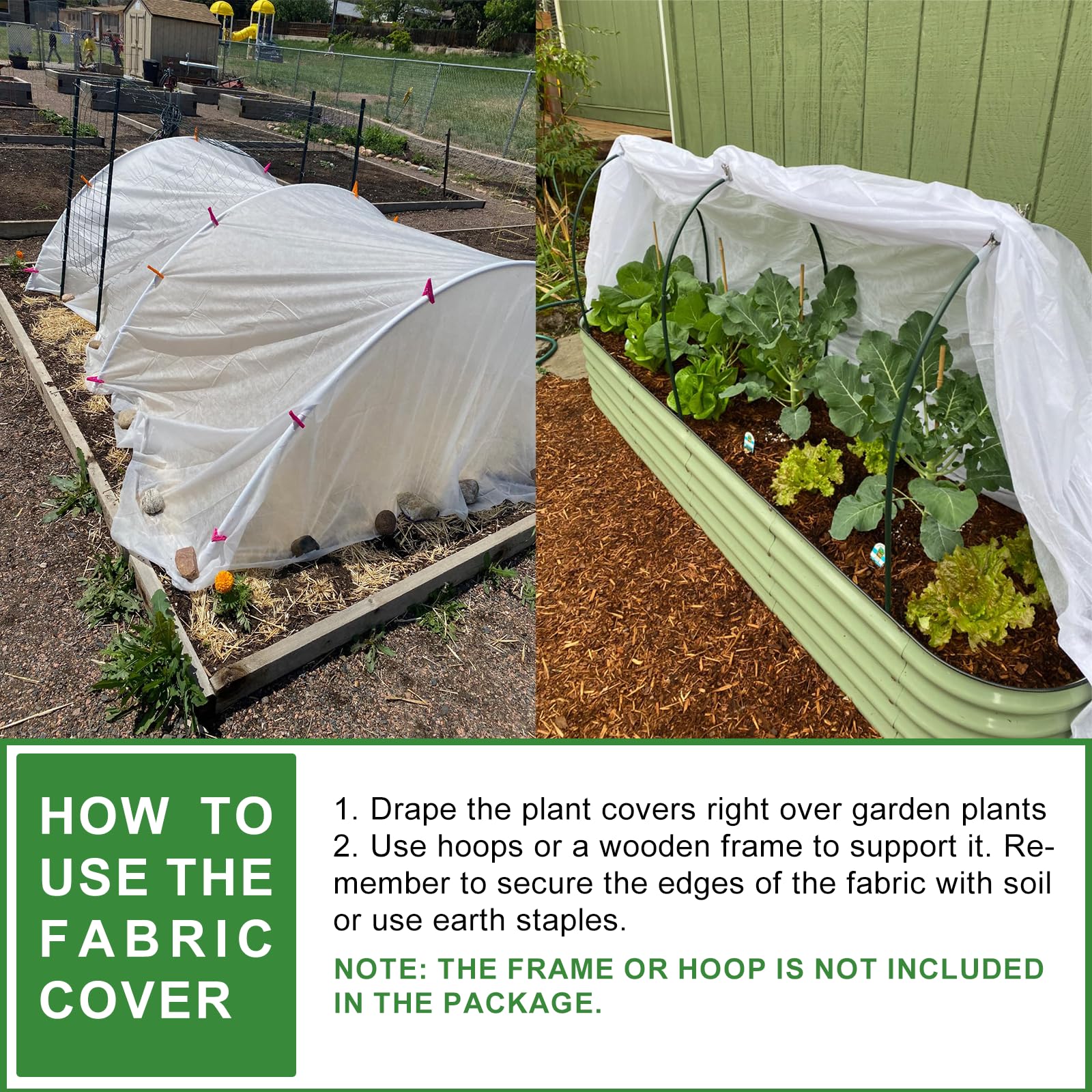 DELSWIN Plant Covers Freeze Protection - 10Ft x 33Ft 1.06 oz/yd² Thicker Frost Cloths for Outdoor Plants Vegetables, Frost Blankets Plant Cover for Winter Frost Protection, Garden Row Covers