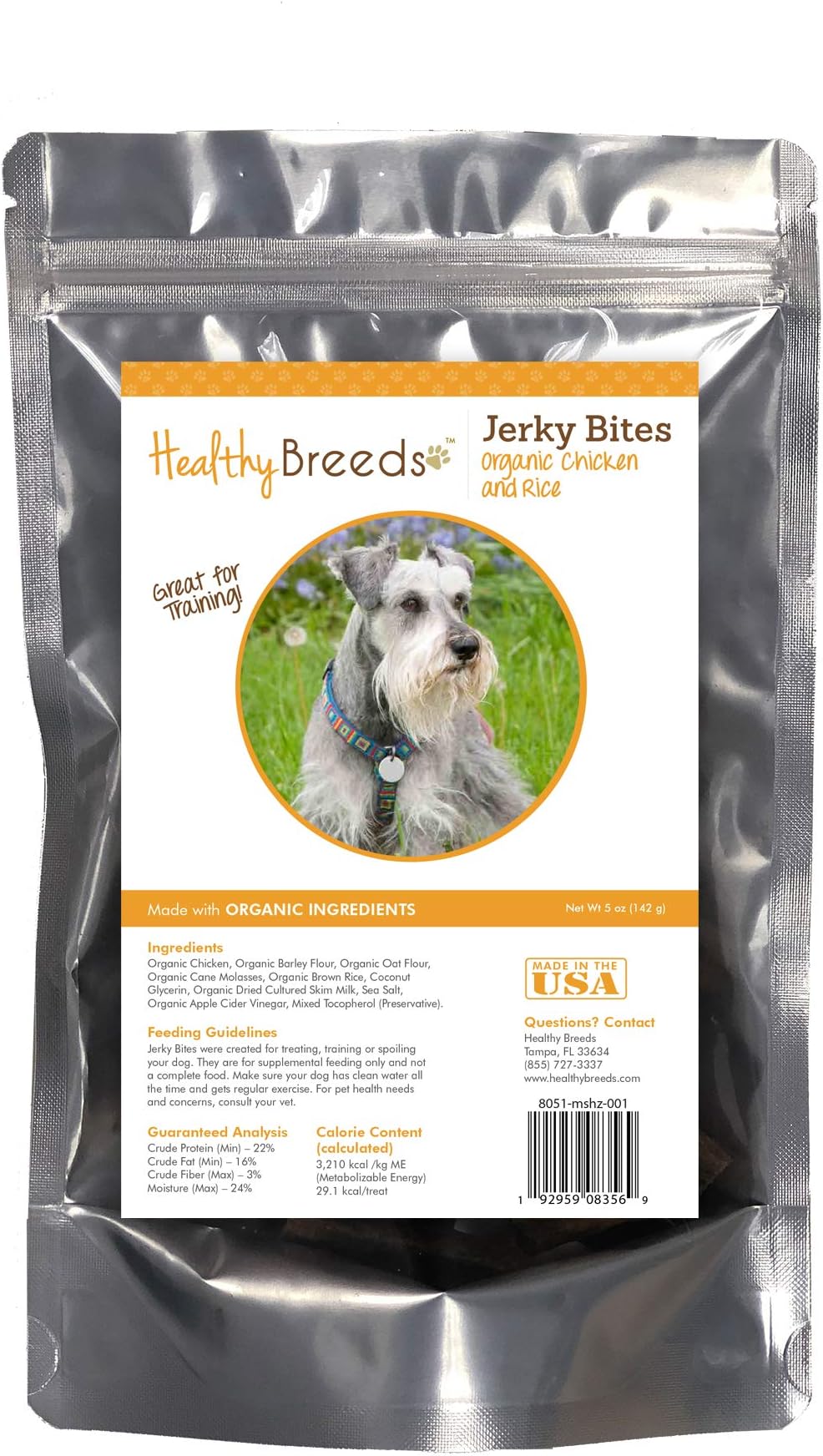 Miniature Schnauzer Jerky Bites Chicken & Rice Recipe Dog Treats 5 oz