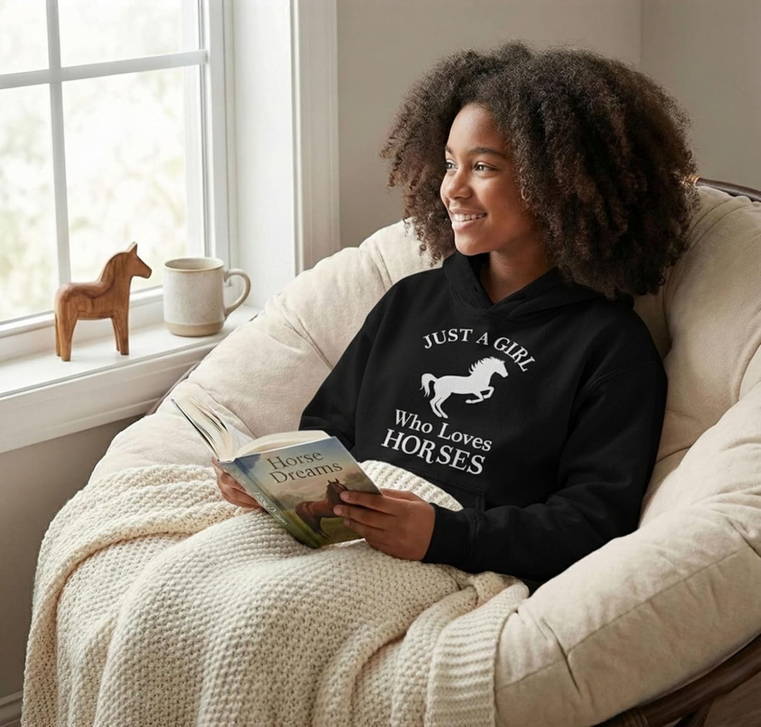 Tstars Just a Girl Who Loves Horses Hoodie - Equestrian Hoodies for Women & Teen Girls - Gift for Riders & Fans - Image 4