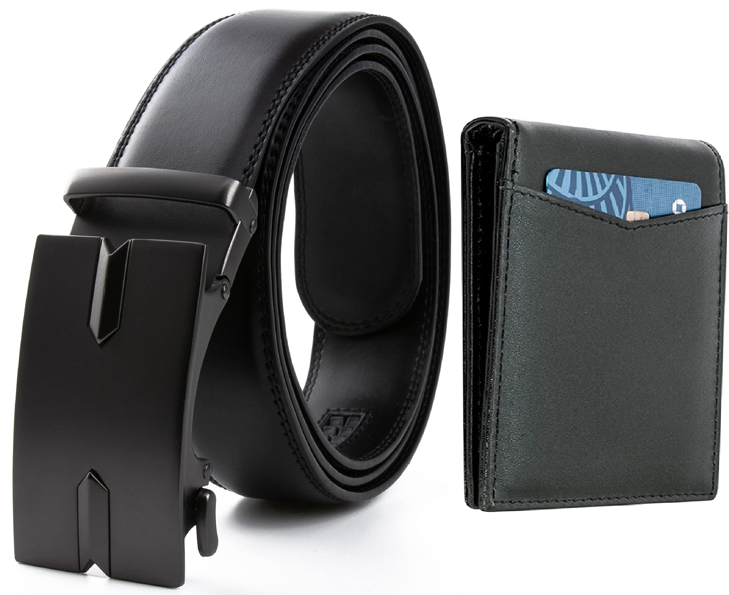 Contacts Genuine Leather Wallets for Men RFID & Belt for Men Leather Combo with Gift Box Packaging (BLACK-3N82)