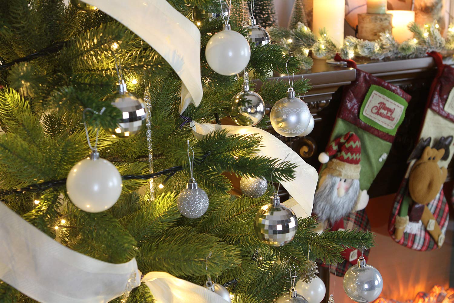 Sea Team 100 palline miste per l’albero di Natale antiurto e infrangibile in confezione regalo, ornamenti per festa, riutilizzabile, col manico portatile, arreda l’albero di Natale | Con confezione regalo, per albero di Natale, decorazioni natalizie