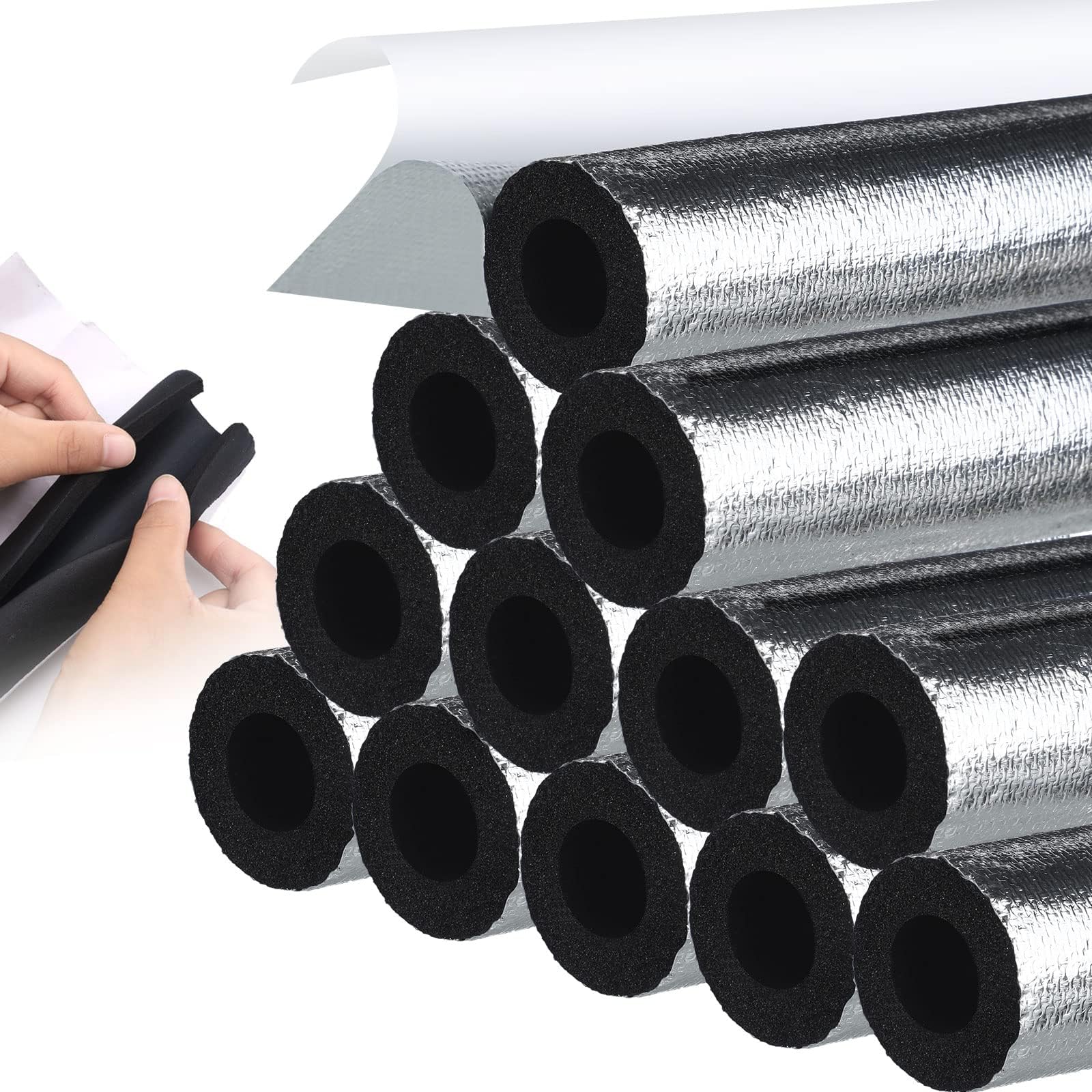 24 Pcs Pipe Insulation Foam Tube for 3/4 Inch Water Pipe, Pre Slit Self