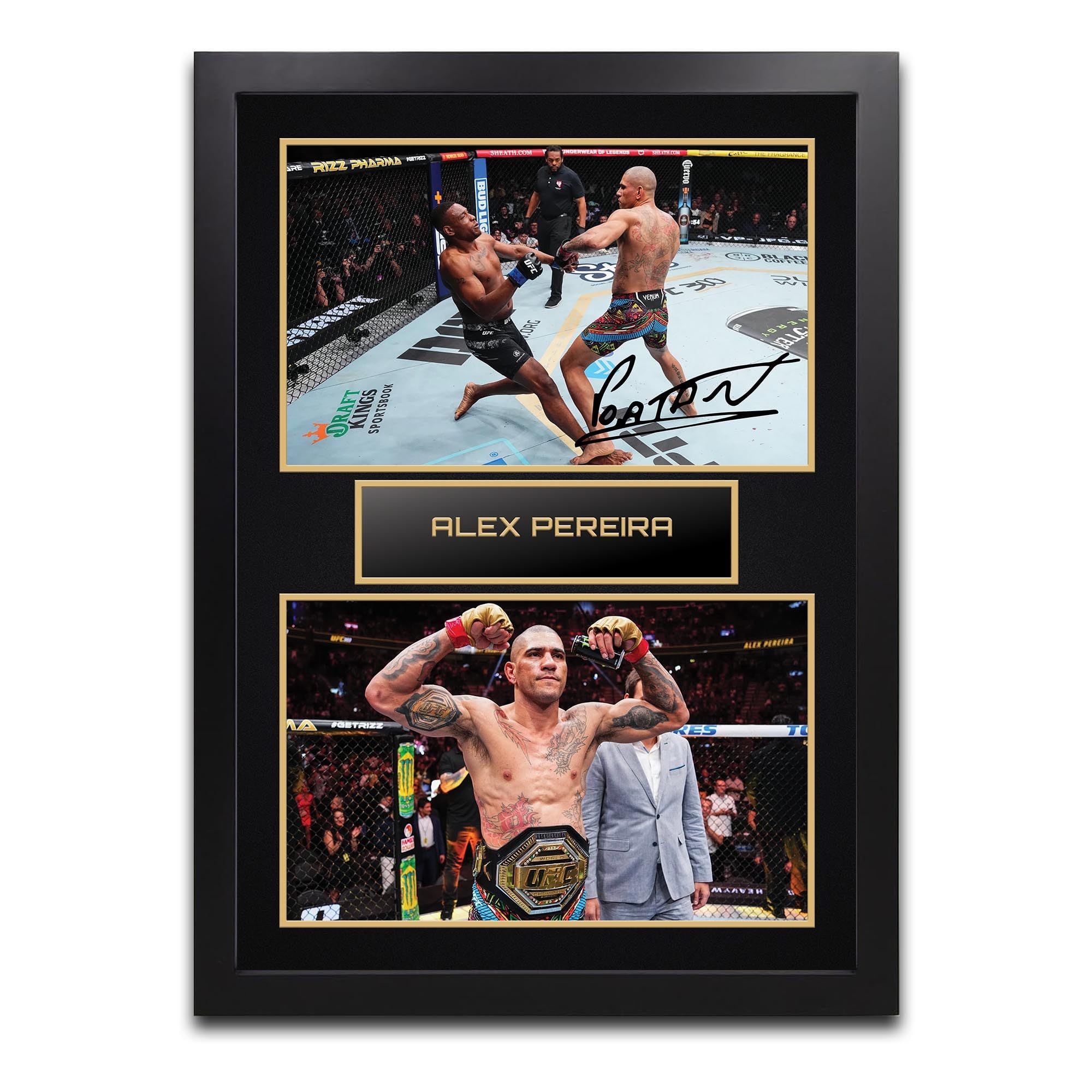 Alex Pereira MMA UFC Printed Autograph Memorabilia - Framed Gift A4 Framed