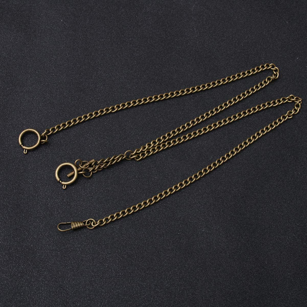 PACKOVE 3pcs Classic Old Pocket Watch Chain Metal Material Watch Holder Belt and Pocket Decor 44cm