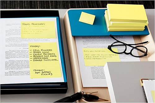 Miniatura 13 de Post-it 100% Recycled Paper Super Sticky Notes, 2X The Sticking Power, 3x5 in, 12 Pads/Pack, 70 Sheets/Pad, Canary Yellow (655R-12SSCY)