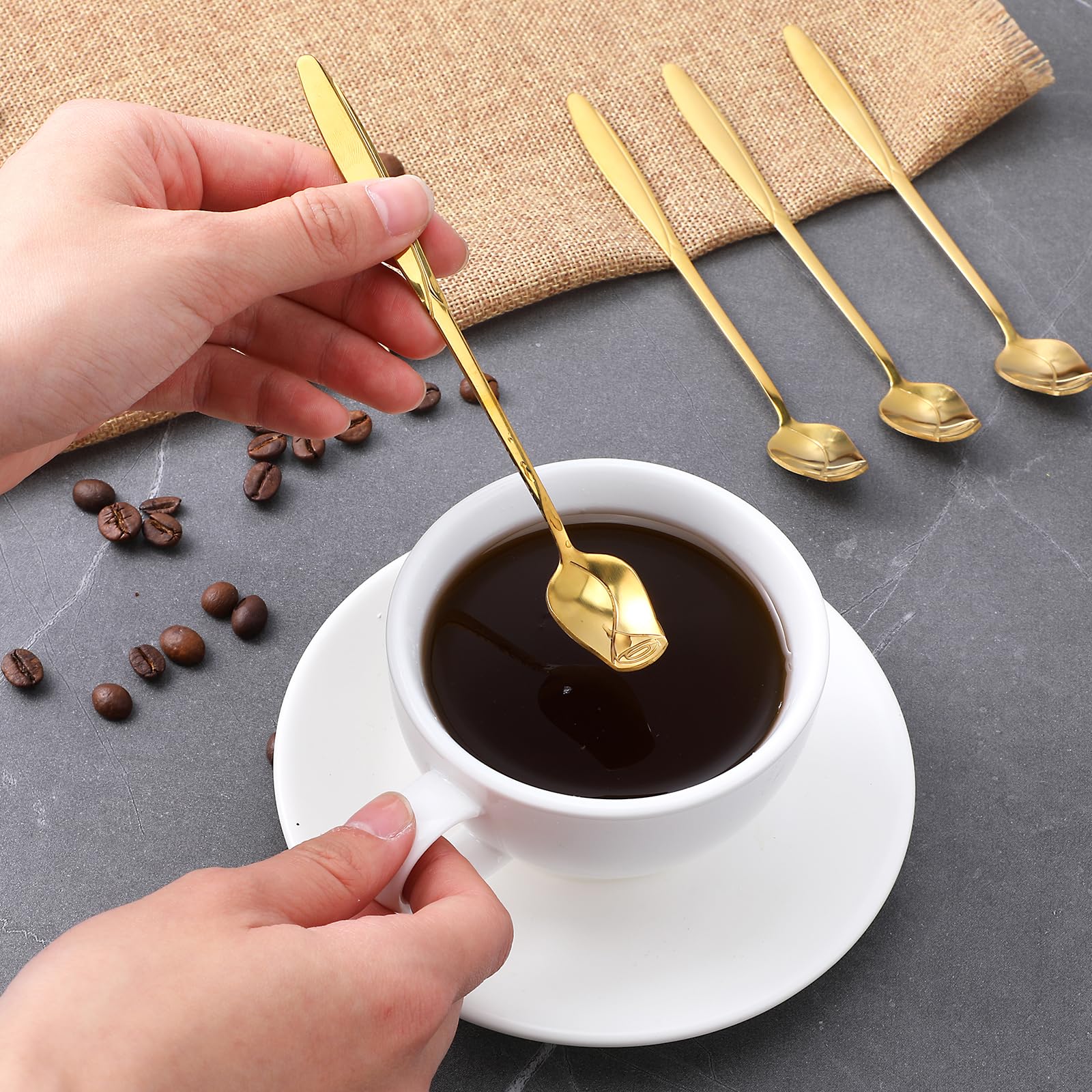 50 cucharas de té con forma de rosa para invitados, 5.2 pulgadas, mini cucharaditas de postre de flores doradas para fiesta de té, despedida de soltera, recuerdo de invitados