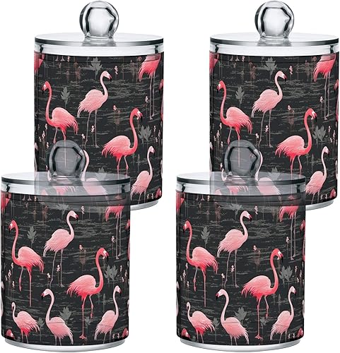 Miniatura 10 de CHIFIGNO Juego de 2 tarros de plástico transparente de flores hippie retro naranjas, recipientes de baño para boticario de plástico transparente