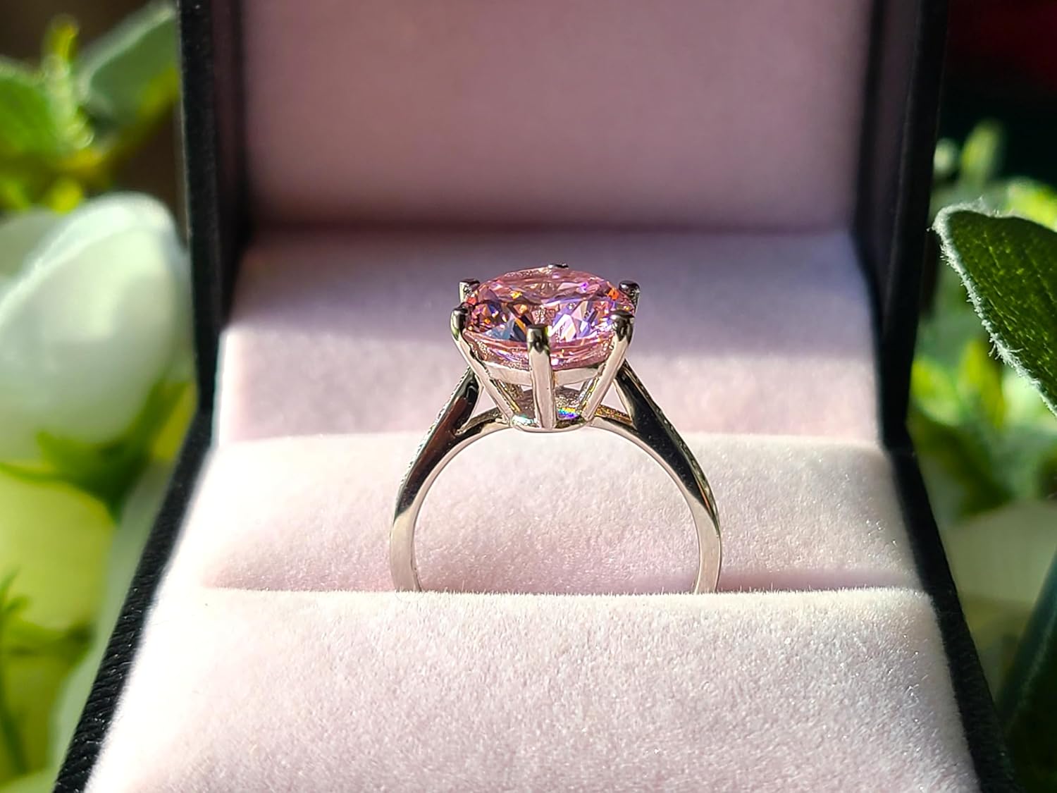 Generic Pink Diamond Ring | 3 Carat Round Cut Created Pink Diamond Ring | Pink Promise Rings | Pink Engagement Rings for Women Genuine 925 Silver Non Tarnish