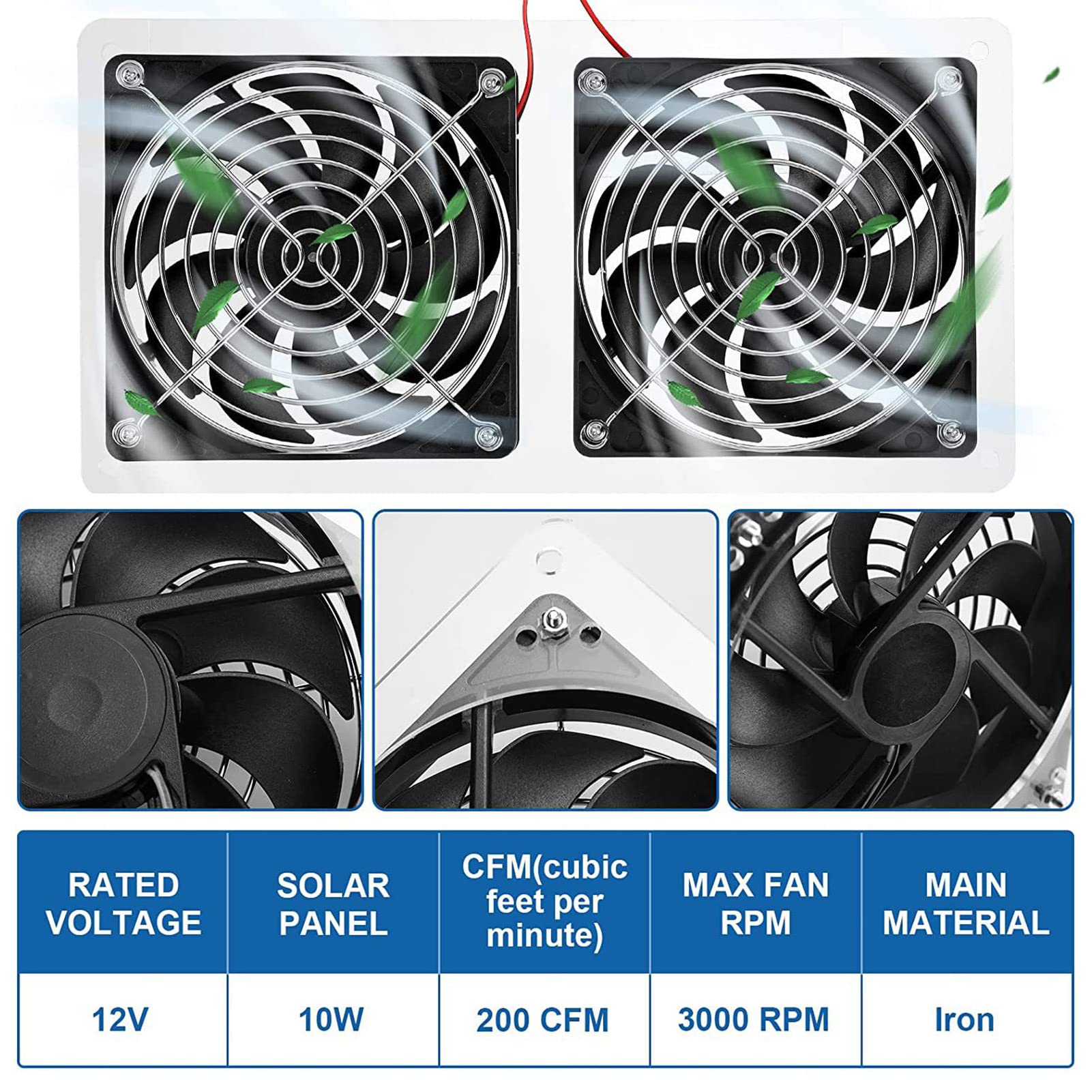 Solarventilator für Gewächshaus | 10 W solarbetriebenes