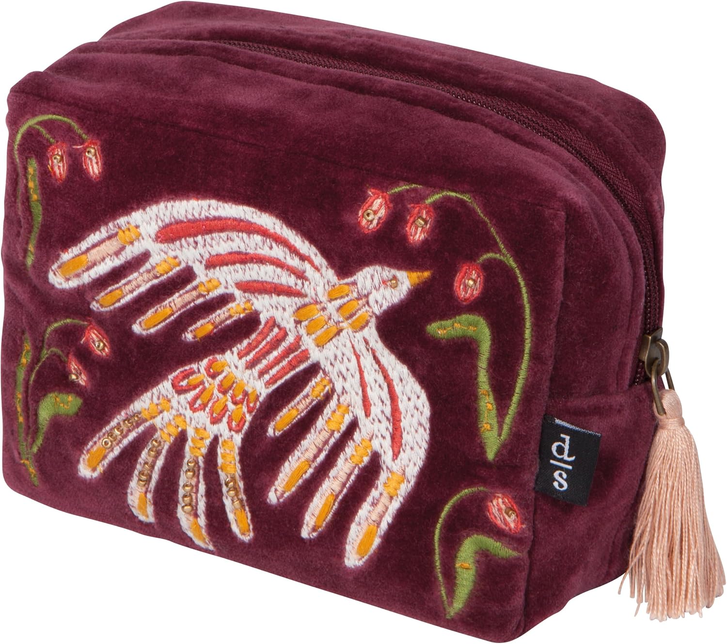 Danica Studio Plume Embroidered Pouch 5.75 x 2.75 x 4.75in
