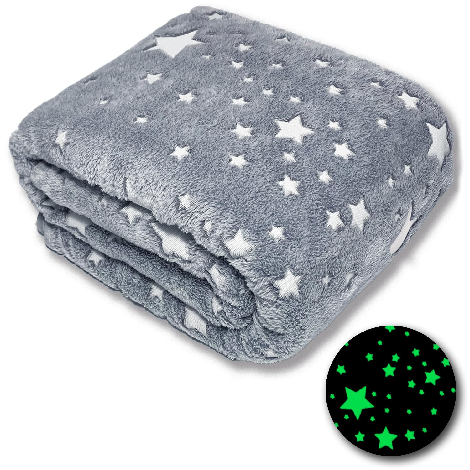 ALLINCOZY Glow in The Dark Stars Throw Blanket for Kids Boys Girls, Gray Throw Blanket Birthday Gift Room Decor (50''x60'')