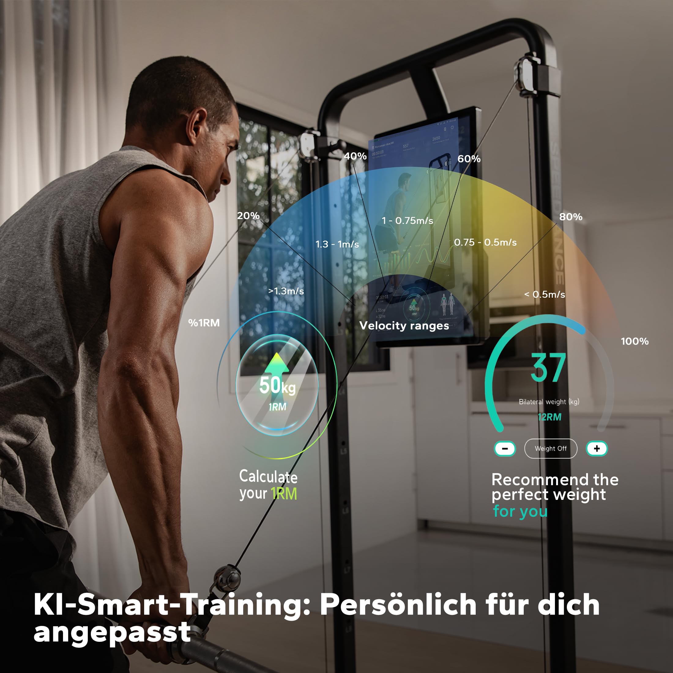 Speediance AI-Gesteuertes Smart Home Gym System - Multifunktionale Smith-Maschine & Ganzkörper-Krafttrainingsgerät, All-in-One Fitnessmaschine mit Digitalen Gewichten und Virtuellem Trainer