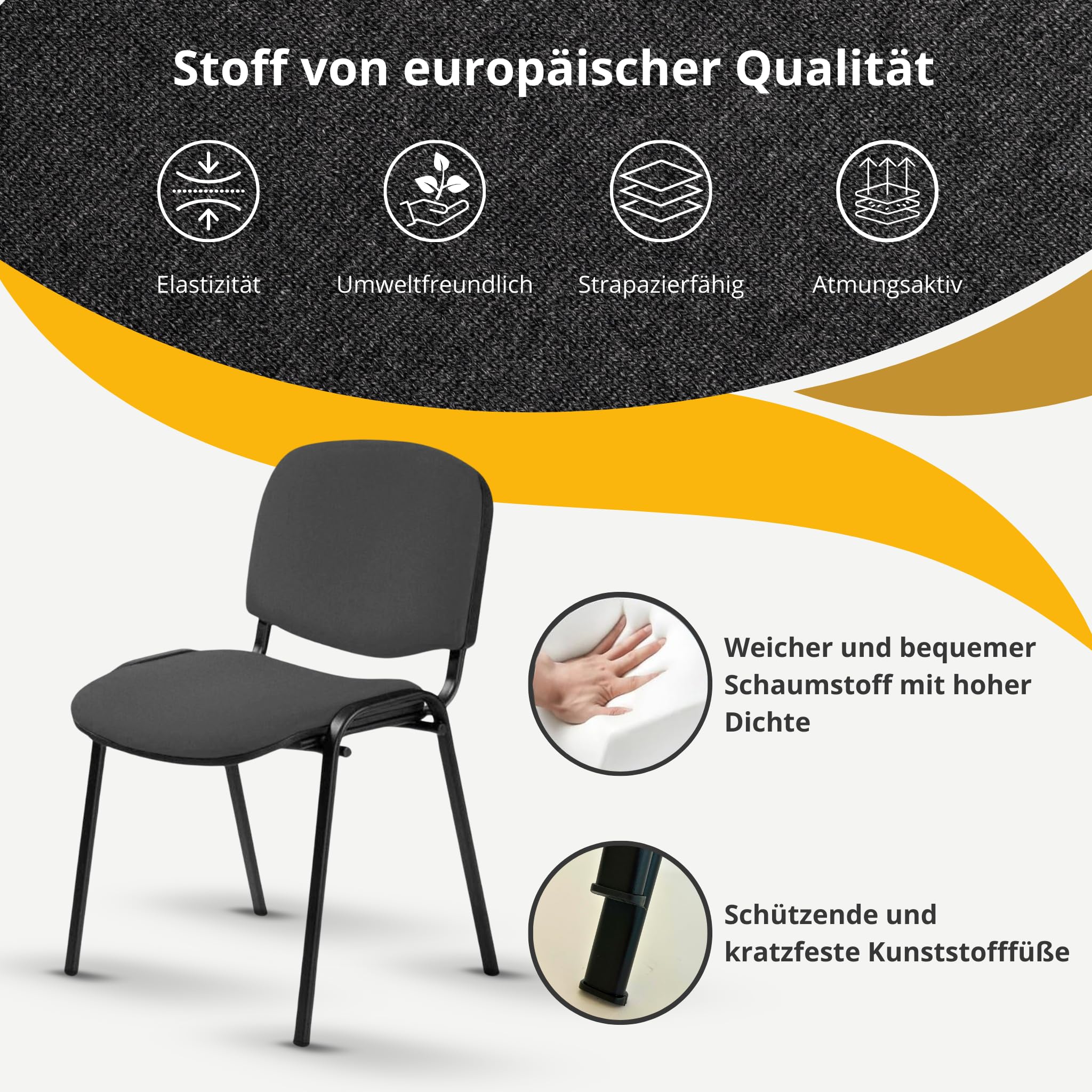 Topsit Chaise Visiteur ISO en métal chromé, Chaise de conférence, Confortable, empilable, avec Assise et Dossier rembourrés