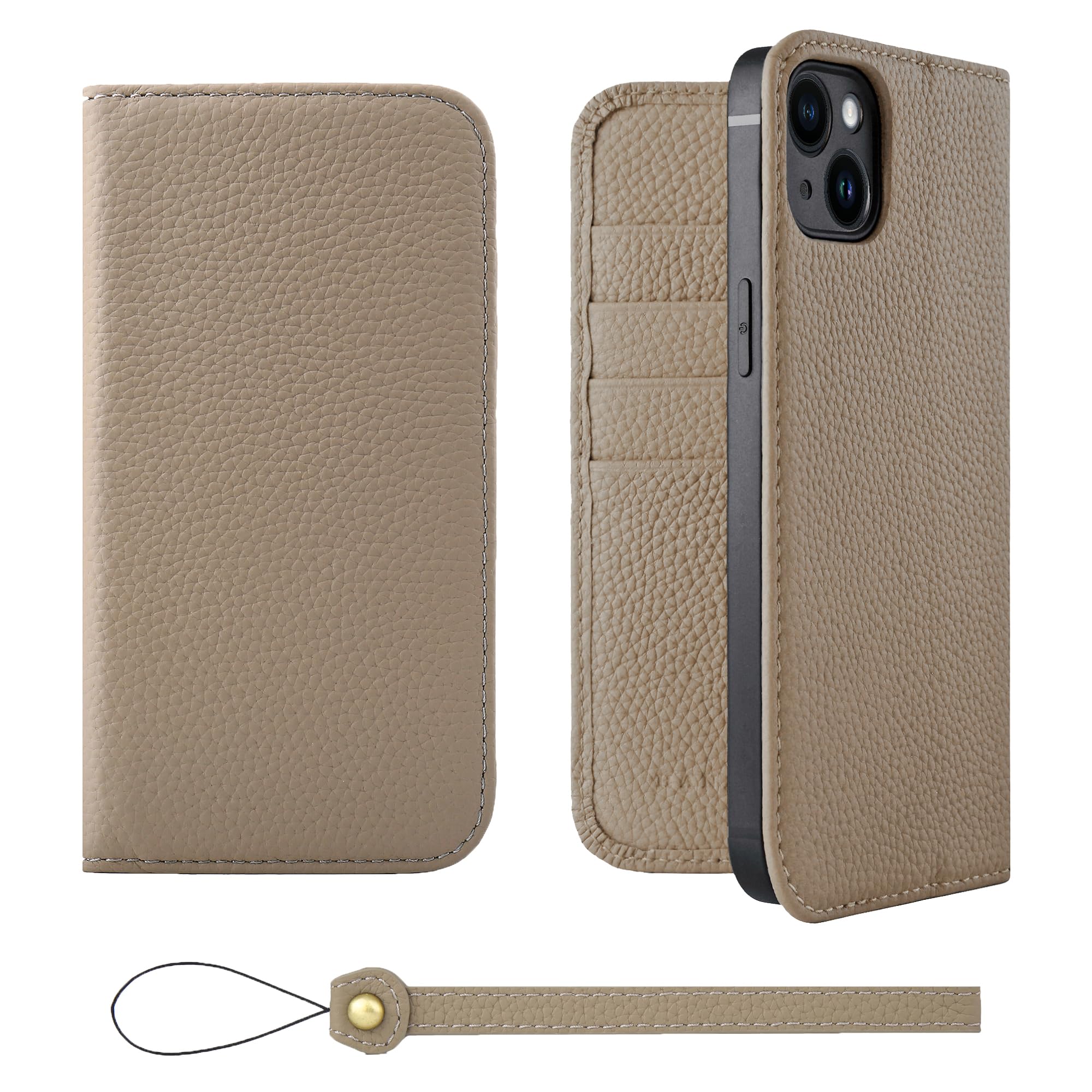 HANATORA iPhone14Plus ケース 本革 耐衝撃 バンパー型 スマホケース