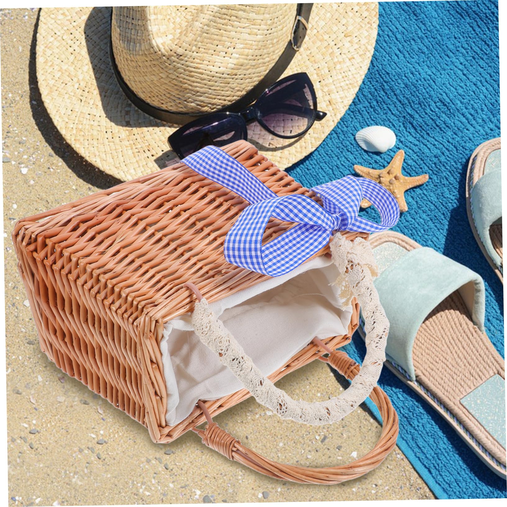 Bolso de Paja de Verano para Mujer Asa, Estilo Boho Vintage