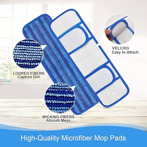 Miniatura 4 de Paquete de 4 almohadillas reutilizables mejoradas para fregona compatibles con Swiffer PowerMop, almohadillas de repuesto para mopa Swiffer Power