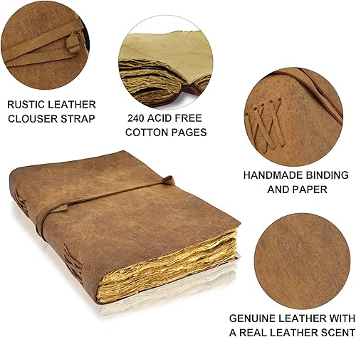 Miniatura 9 de Succor Diario de cuero en blanco  Cuaderno de bocetos, álbum de recortes, cuaderno sin forro, papel liso grueso blanco  Cuaderno de escritura