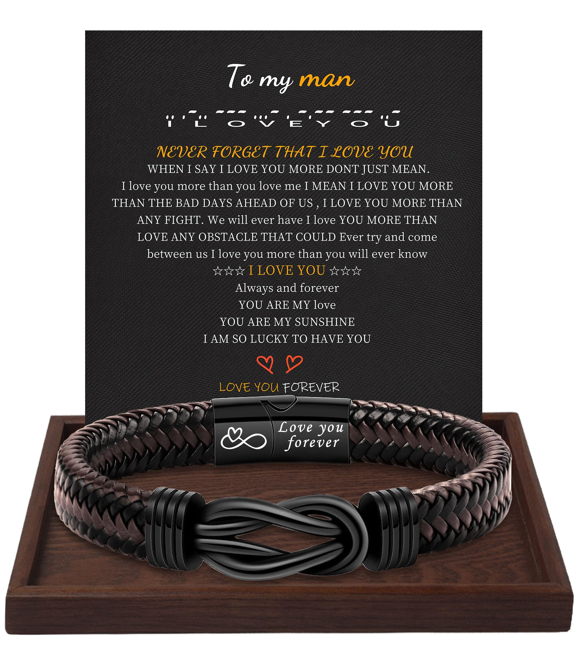 Btysun Fathers Day Gift, Gifts for Men Morse Code Bracelets for Men 2026 Graduation Gifts Mens Bracelet for Him Boyfriend Husband Leather Bracelet Motivational Birthday Jewelry Stocking Stuffers