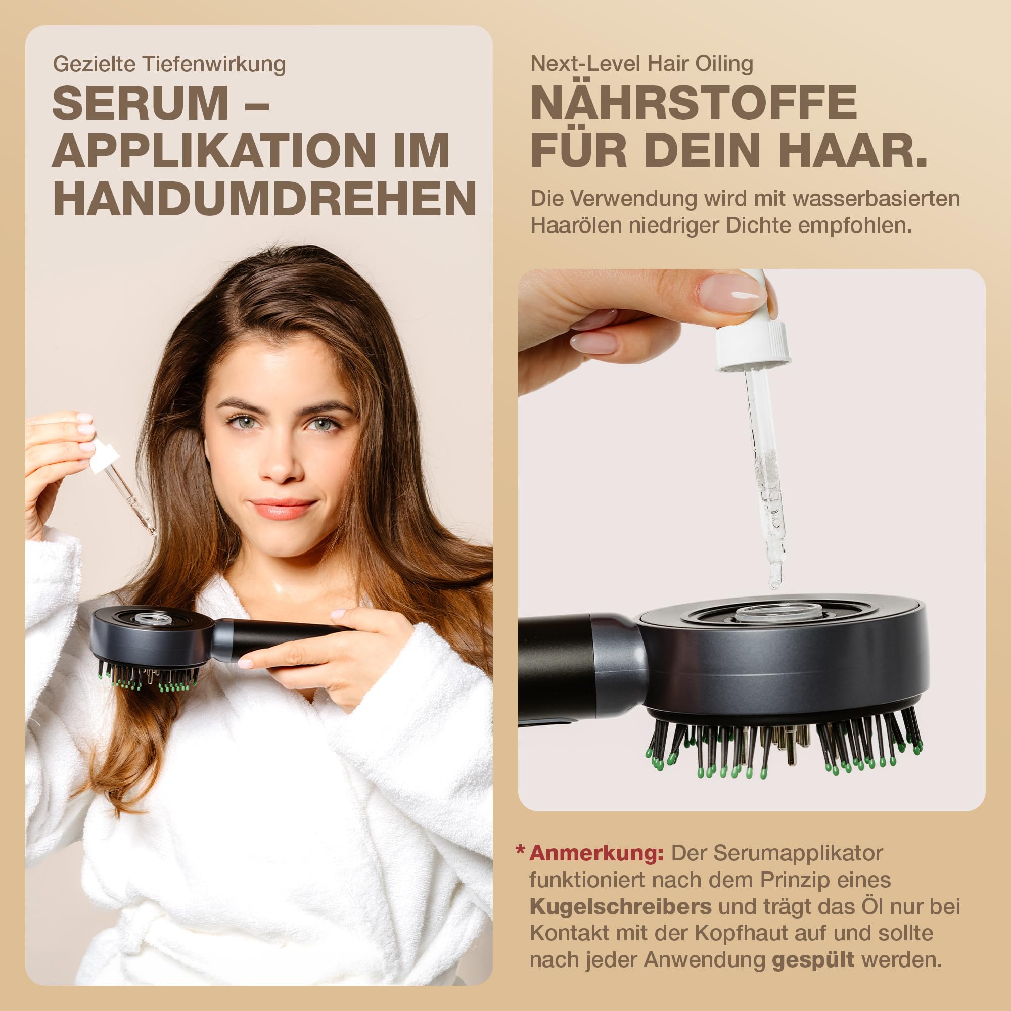 DONNERBERG® MIO Haar- & Kopfhautpflege Elektrischer Haaröl Applikator mit 7 Jahren Kraftmotor Garantie: Die Kopfmassagebürste für entspannende Kopfhautmassage und effektive Haarpflege