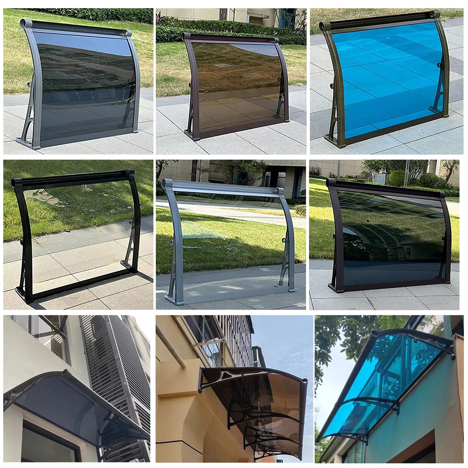 Marquesina Exterior, Arqueada Tejadillo de Aluminio, Puerta Ventana Toldo con Fregadero, Refugio Marquesinas Entrada, Techos Policarbonato, Protección contra La Lluvia y La Nieve UV (Color