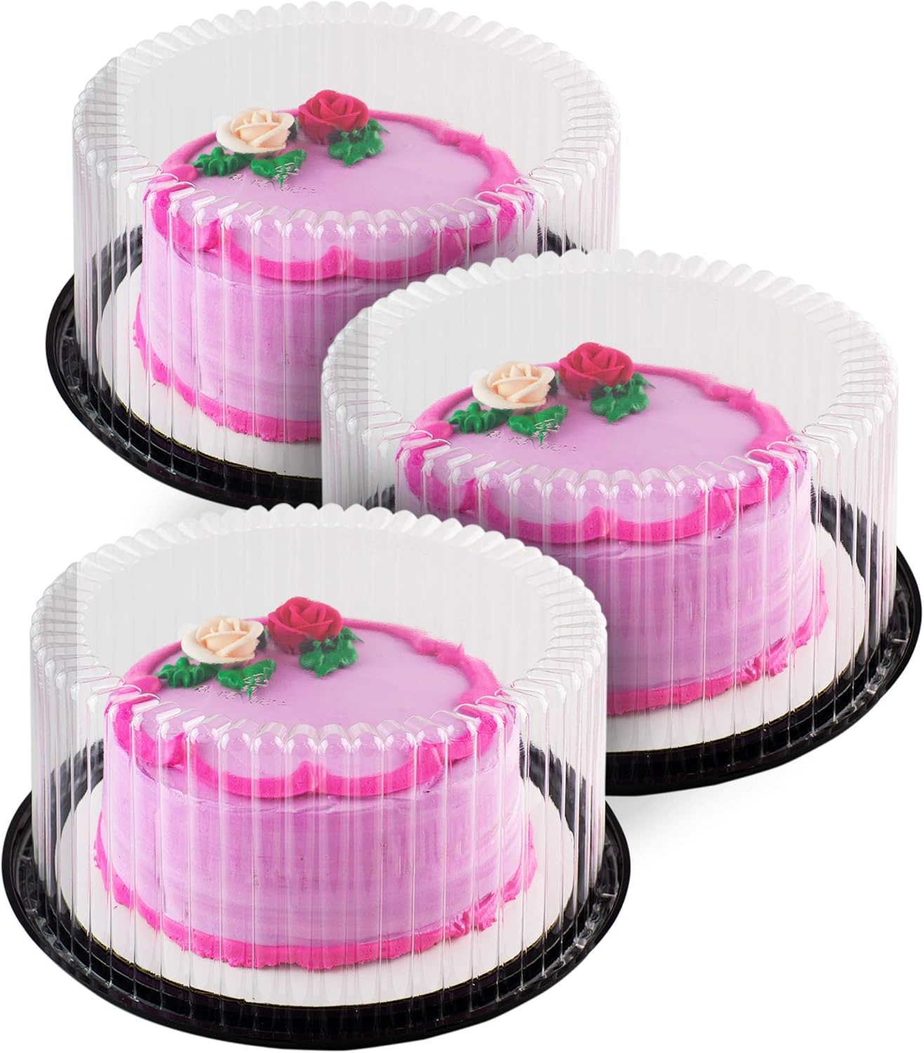9" inch Disposable Plastic Cake Containers + Cake Boards Set of 3