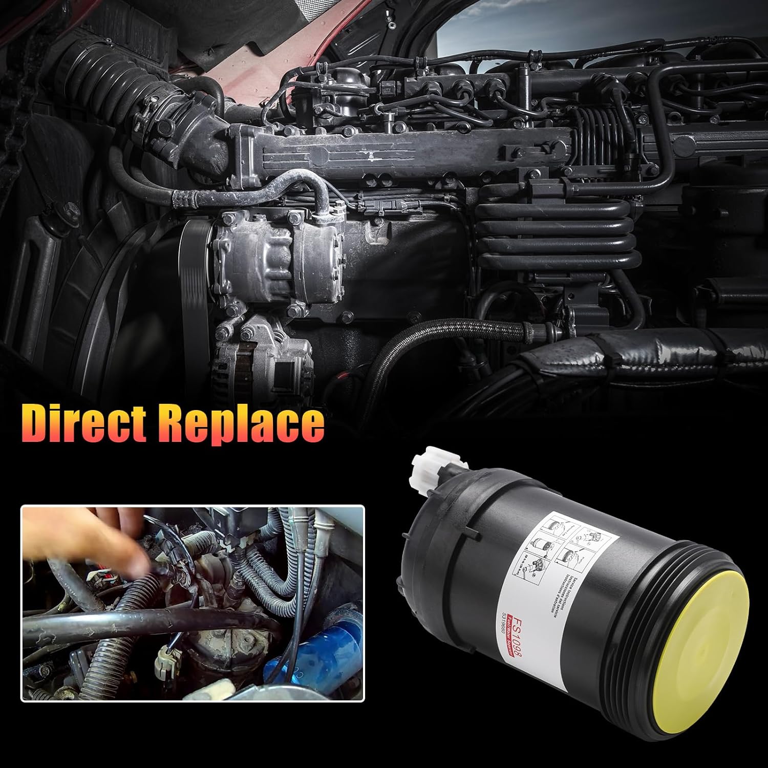 3 Pcs FS1098 Fuel Filter Water Separator With PCV Valve Fits For Cummins B6.7 ISB6.7/QSB6.7 ISL8.9 L9 Series Diesel Engines, Compatible With W100CFI W120CFI W130CFI Vehicles, Replace#5319680 5308722