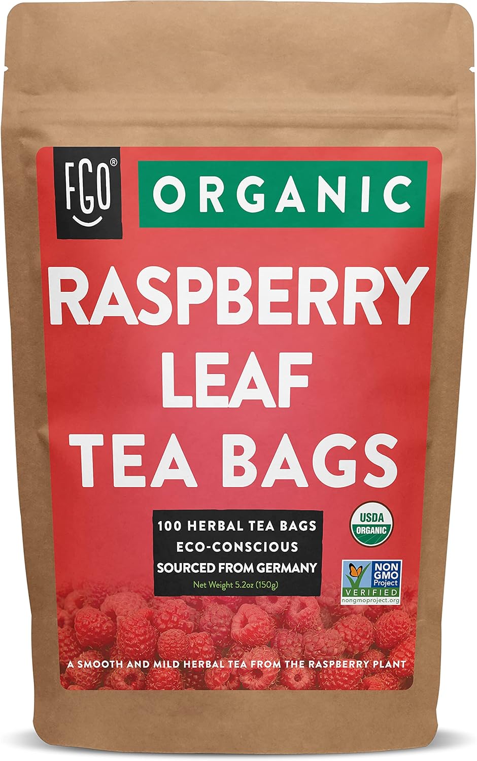 Organic Red Raspberry Leaf Tea Bags 100 Tea Bags EcoConscious Tea