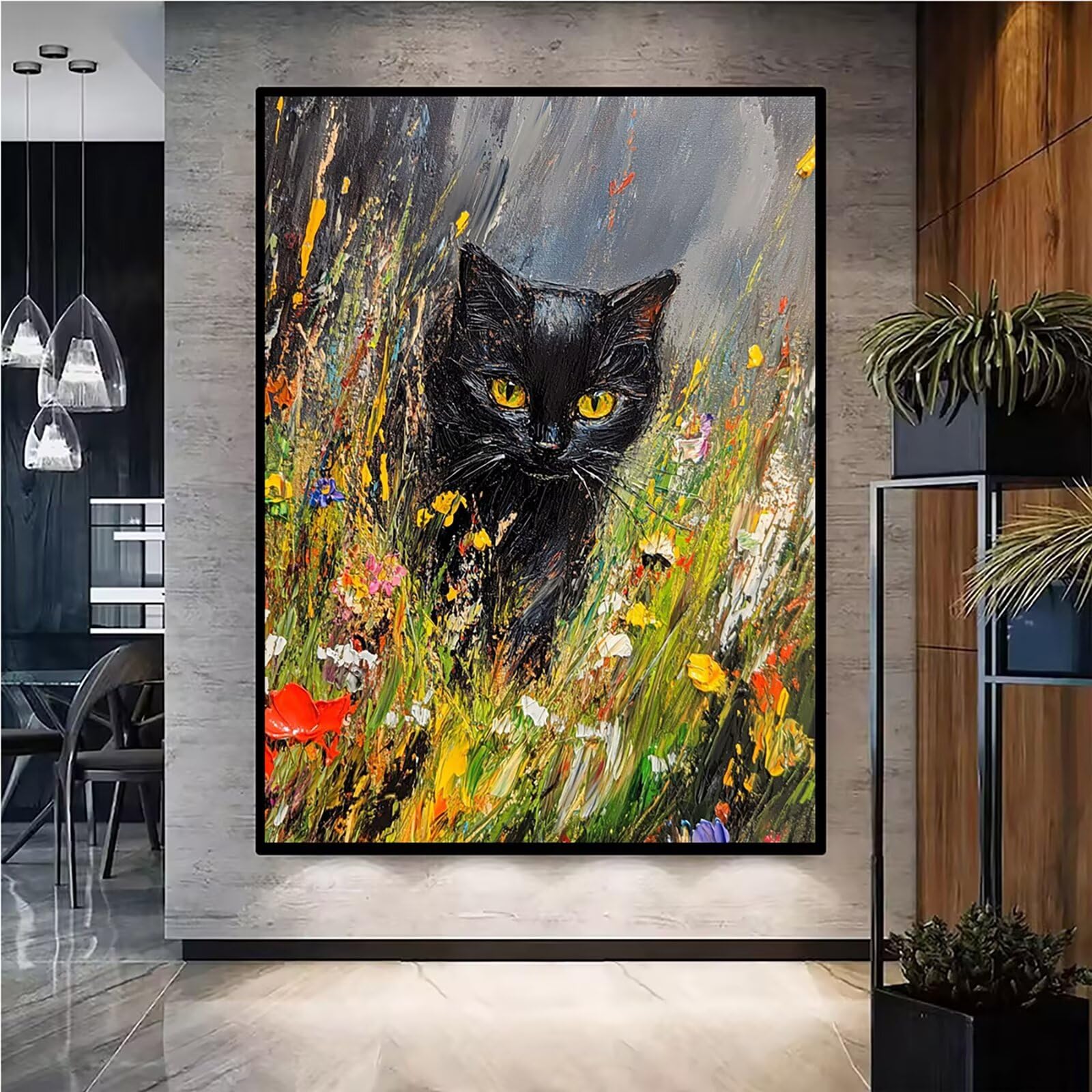 Diamond Painting Kit Completo, Diamond Painting Gatto, 5D Quadrato Pittura Diamante Kit Manualidades Adultos DIY Diamantini Crystal Art Disegni Ricamo Punto Croce Artigianale, 80x100cm Astratto j0-855