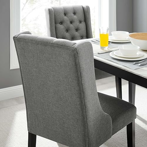 Miniatura 9 de Modway Baronet - Silla de comedor con botones, color gris claro