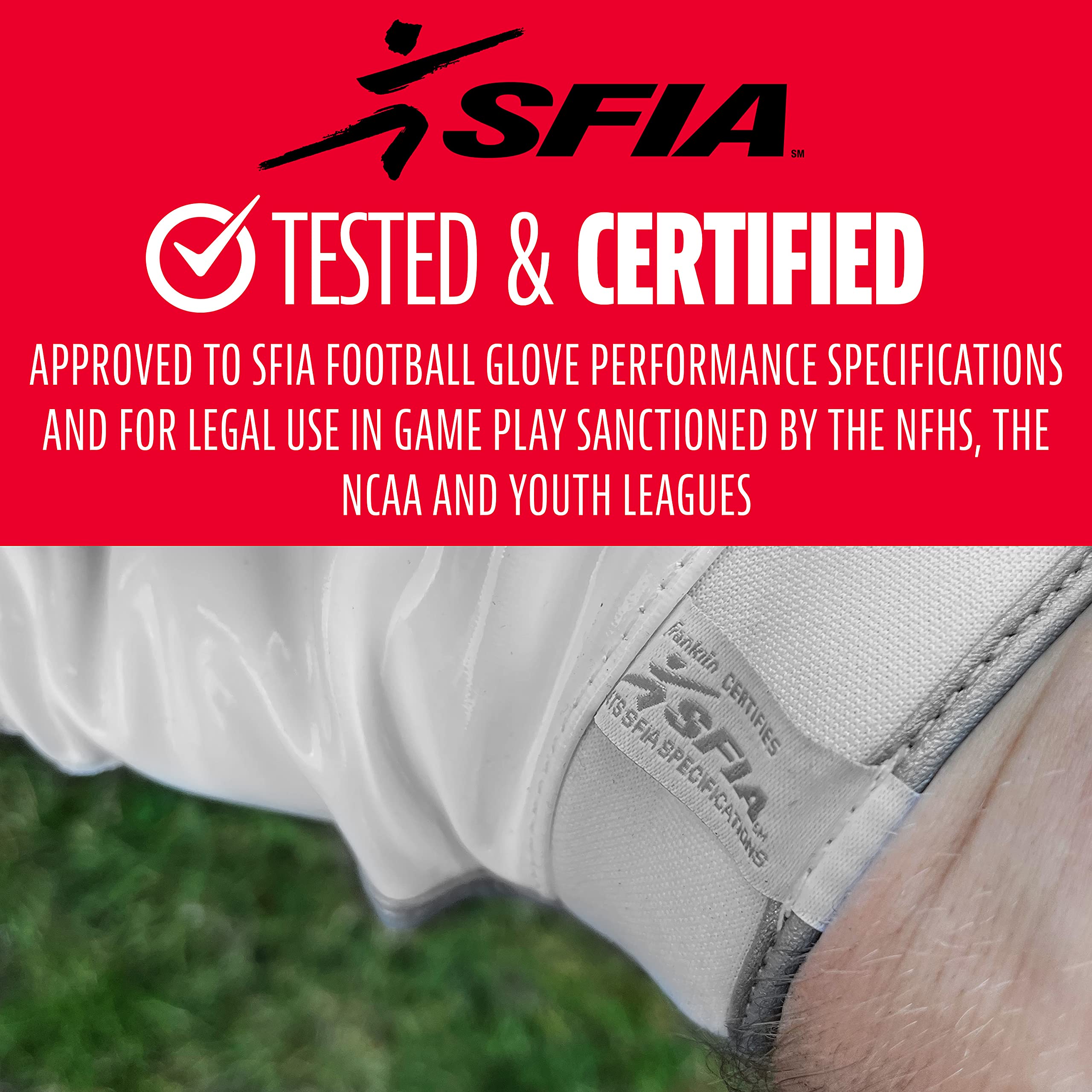 Franklin Sports Supratak Football Receiver Gloves - Guantes para adulto (tamaño pequeño), color blanco y cromado