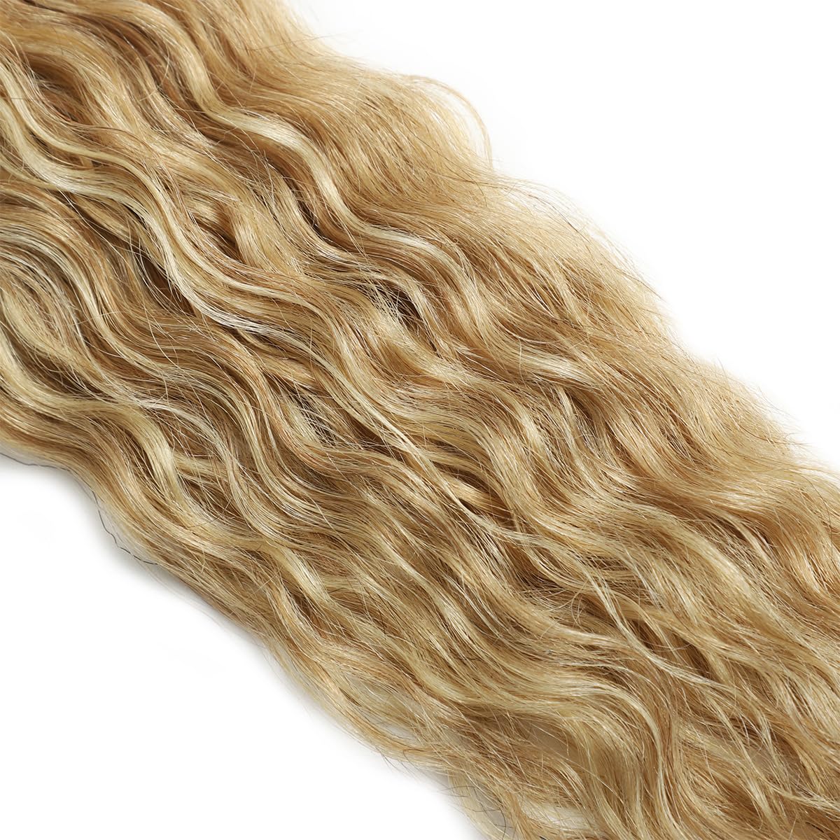 Extensiones adhesivas de pelo natural rizado suelto, con mechas rubias y marrón, onda natural Remy con cinta P8/613# 20 piezas, 50 g 45 cm/18 pulgadas