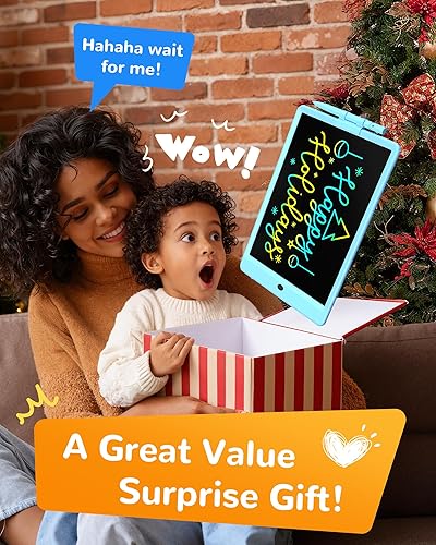 Vista 7 de KOKODI Tableta de escritura LCD, regalos para niños y niñas de 3 años, tableta de dibujo colorida de 10 pulgadas, almohadillas de dibujo Azul