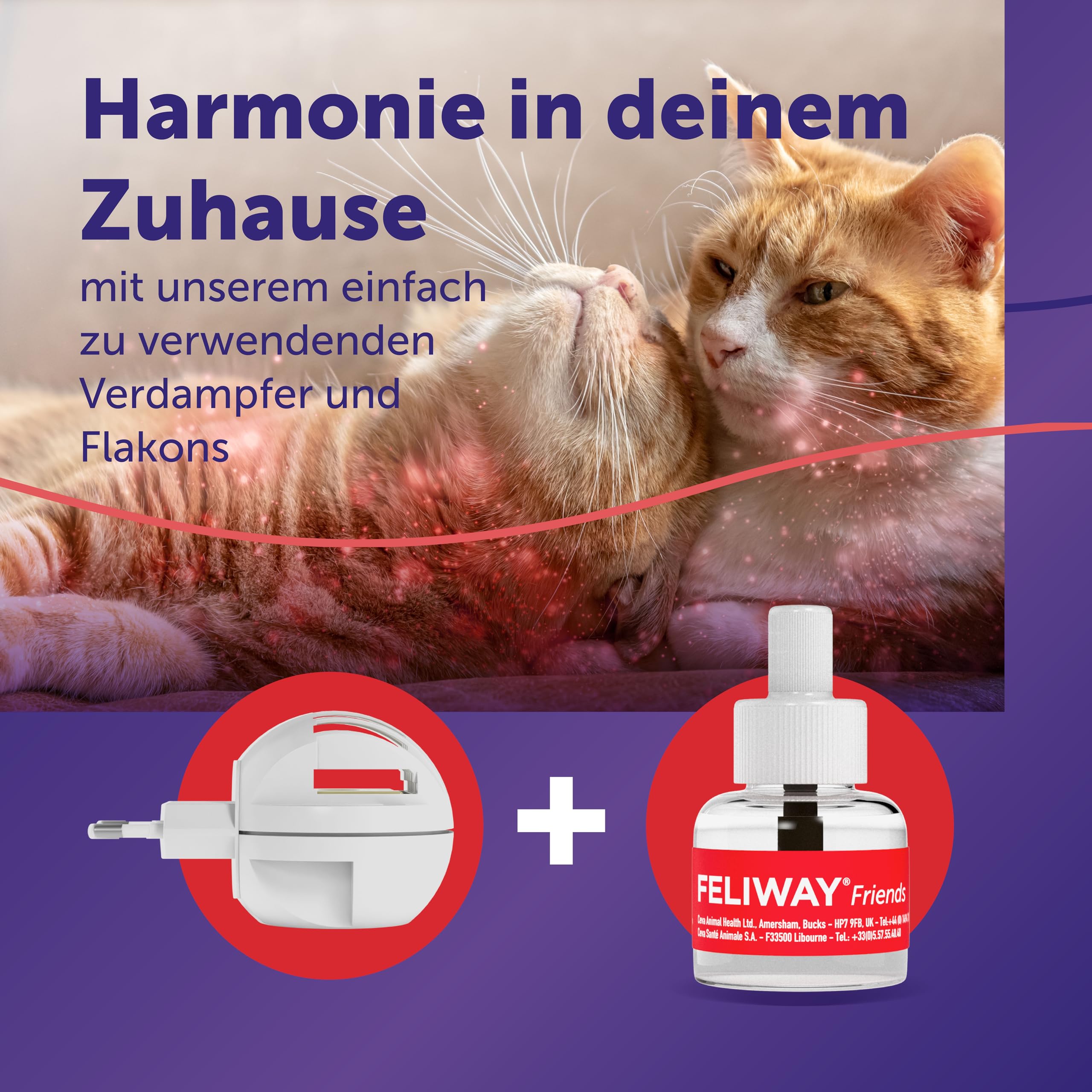 FELIWAY Friends 30 Tage Pheromon Verdampfer Start-Set, 48ml - Hilft Anzeichen von Stress bei Katzen und Kitten zu reduzieren, von Tierärzten empfohlen, klinisch getestet